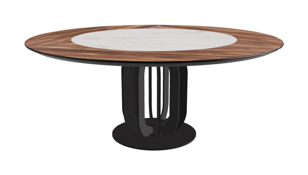 Diameter 180 x Height 75 cm_Matt Invisible_Black Embossed_Walnut Canaletto