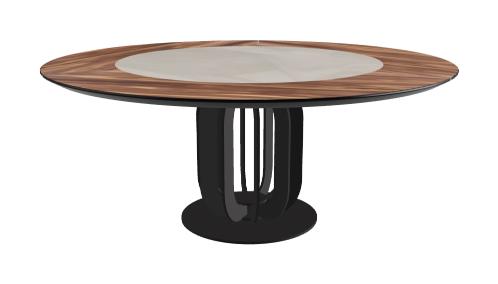 Diameter 180 x Height 75 cm_Luxor_Black Embossed_Walnut Canaletto