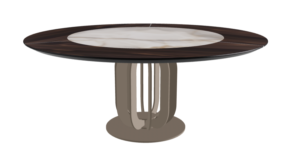 Diameter 180 x Height 75 cm_Alabastro_Titanium Embossed_Burned Oak