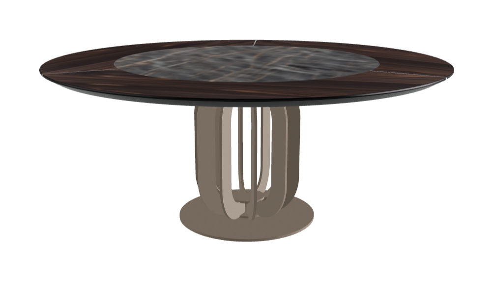 Diameter 180 x Height 75 cm_Matt Portoro_Titanium Embossed_Burned Oak