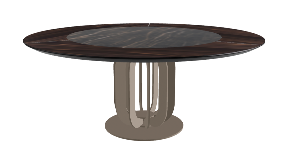 Diameter 180 x Height 75 cm_Glossy Portoro_Titanium Embossed_Burned Oak