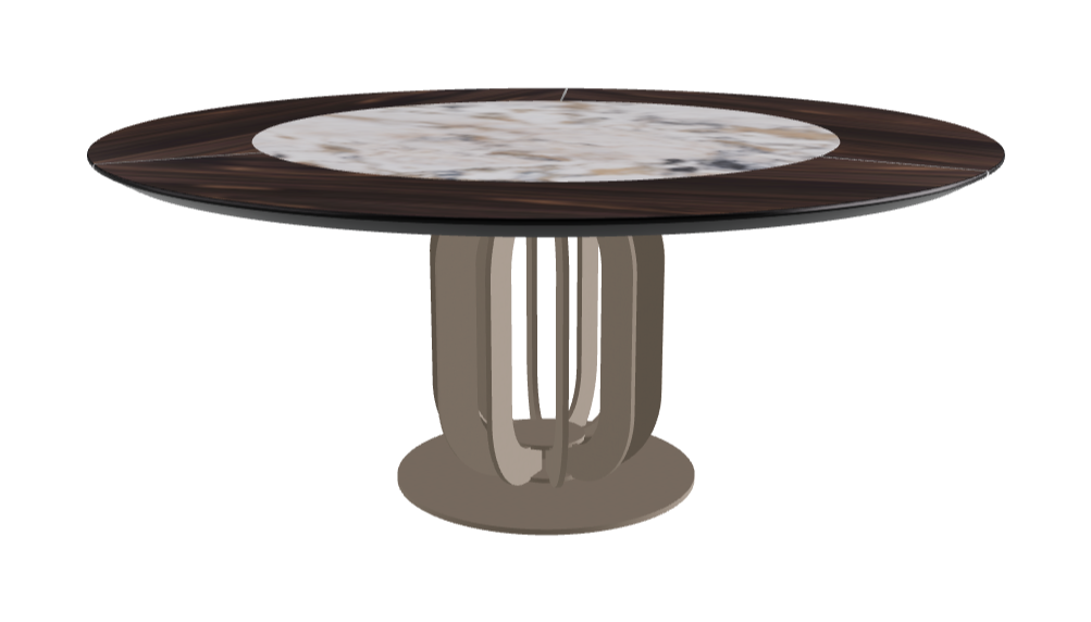 Diameter 180 x Height 75 cm_Makalu_Titanium Embossed_Burned Oak