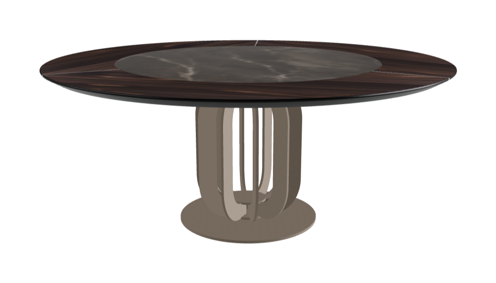 Diameter 180 x Height 75 cm_Andromeda_Titanium Embossed_Burned Oak
