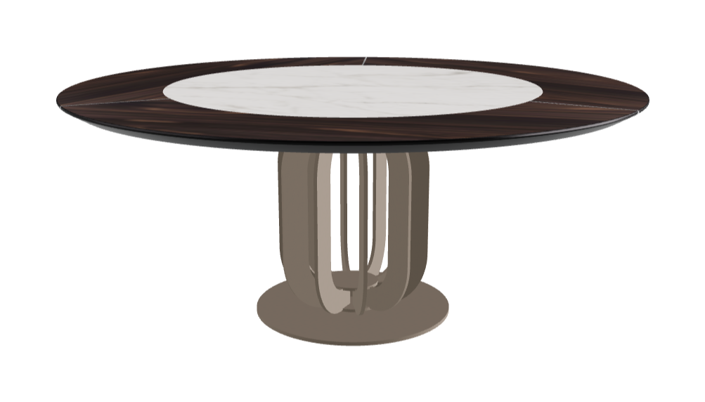 Diameter 180 x Height 75 cm_Matt Invisible_Titanium Embossed_Burned Oak