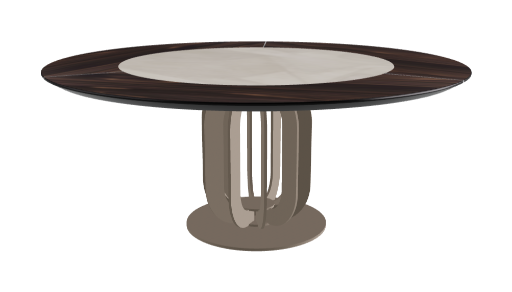 Diameter 180 x Height 75 cm_Luxor_Titanium Embossed_Burned Oak