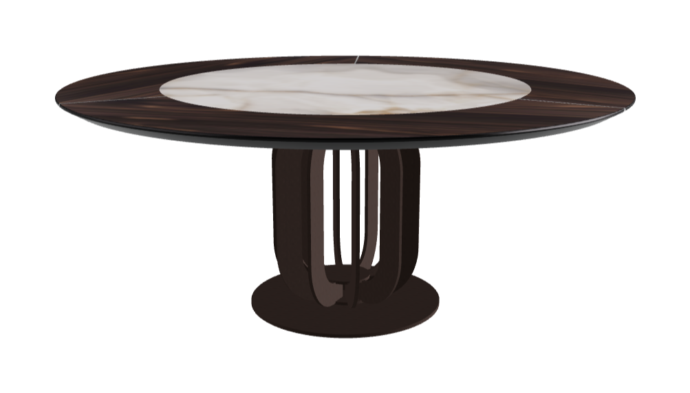 Diameter 180 x Height 75 cm_Alabastro_Bronze Embossed_Burned Oak