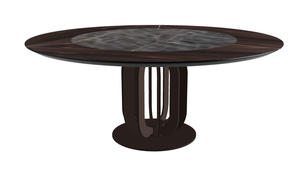 Diameter 180 x Height 75 cm_Matt Portoro_Bronze Embossed_Burned Oak