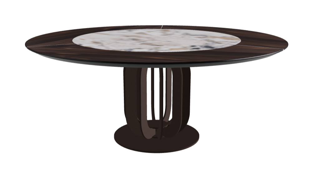 Diameter 180 x Height 75 cm_Makalu_Bronze Embossed_Burned Oak
