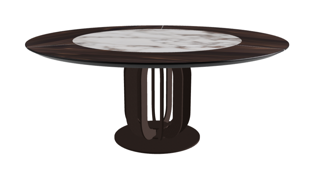 Diameter 180 x Height 75 cm_Breccia_Bronze Embossed_Burned Oak