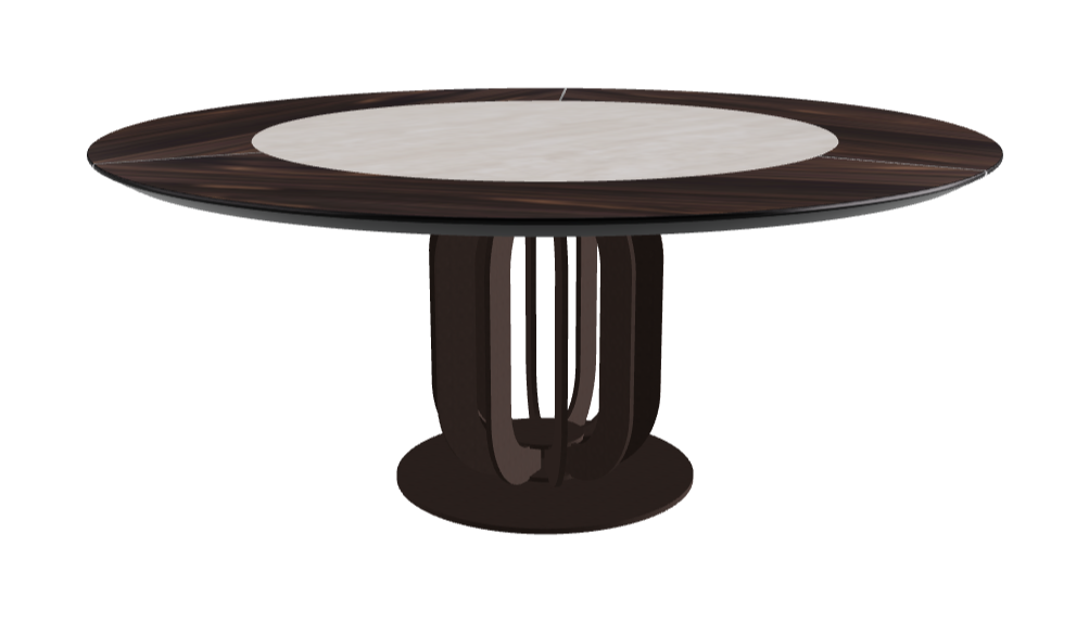 Diameter 180 x Height 75 cm_Colosseo_Bronze Embossed_Burned Oak