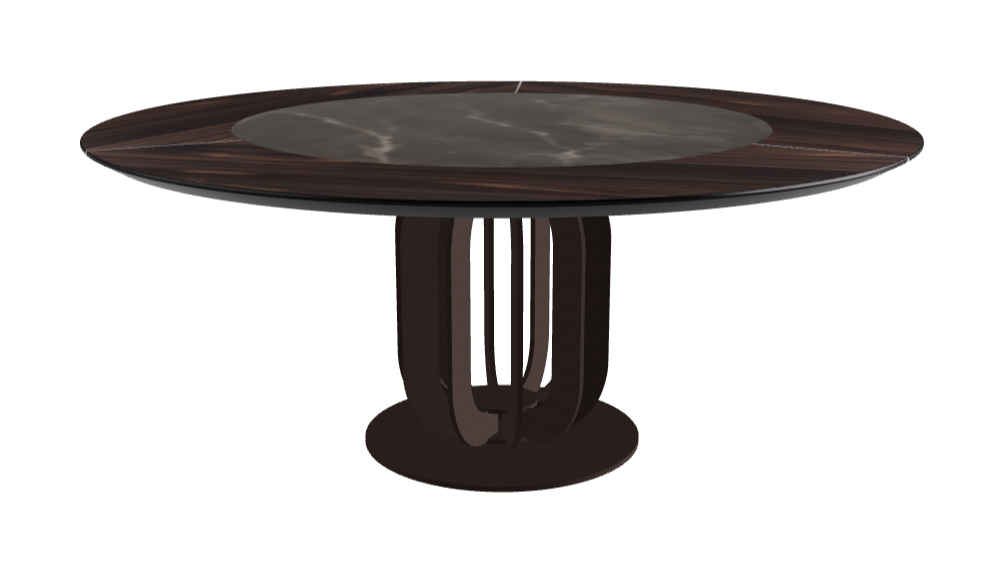 Diameter 180 x Height 75 cm_Andromeda_Bronze Embossed_Burned Oak