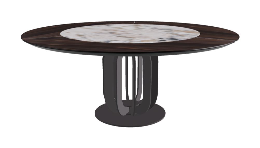 Diameter 180 x Height 75 cm_Makalu_Graphite Embossed_Burned Oak
