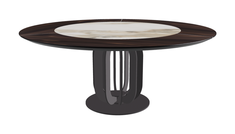 Diameter 180 x Height 75 cm_Matt Borghini Calacatta_Graphite Embossed_Burned Oak