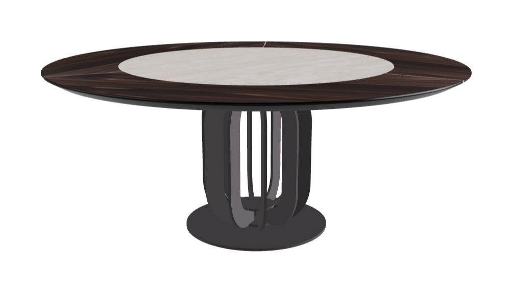 Diameter 180 x Height 75 cm_Colosseo_Graphite Embossed_Burned Oak