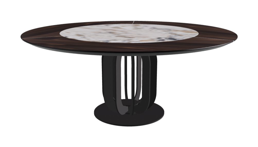 Diameter 180 x Height 75 cm_Makalu_Black Embossed_Burned Oak