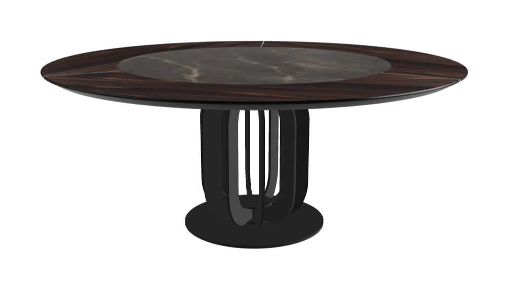 Diameter 180 x Height 75 cm_Andromeda_Black Embossed_Burned Oak