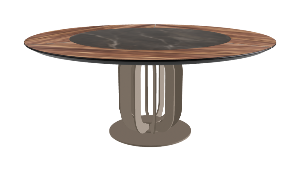 T Diameter 180 x Height 75 cm - Swivel_Andromeda_Titanium Embossed_Walnut Canaletto