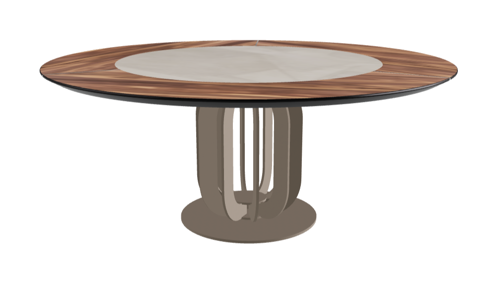 T Diameter 180 x Height 75 cm - Swivel_Luxor_Titanium Embossed_Walnut Canaletto