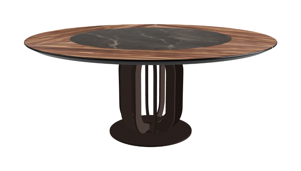 T Diameter 180 x Height 75 cm - Swivel_Andromeda_Bronze Embossed_Walnut Canaletto