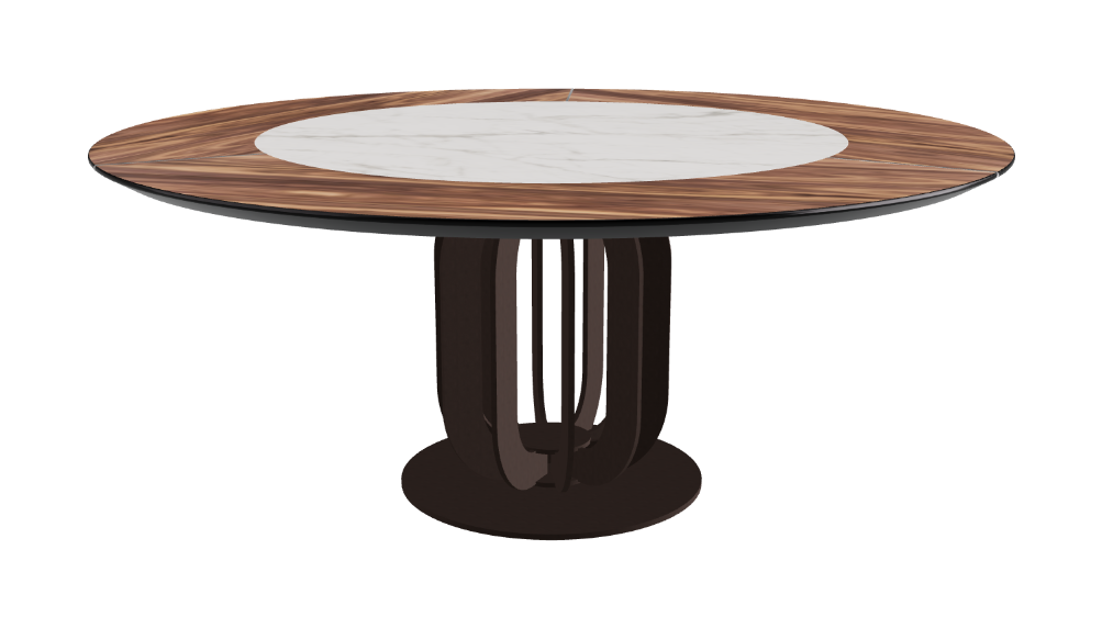 T Diameter 180 x Height 75 cm - Swivel_Matt Invisible_Bronze Embossed_Walnut Canaletto