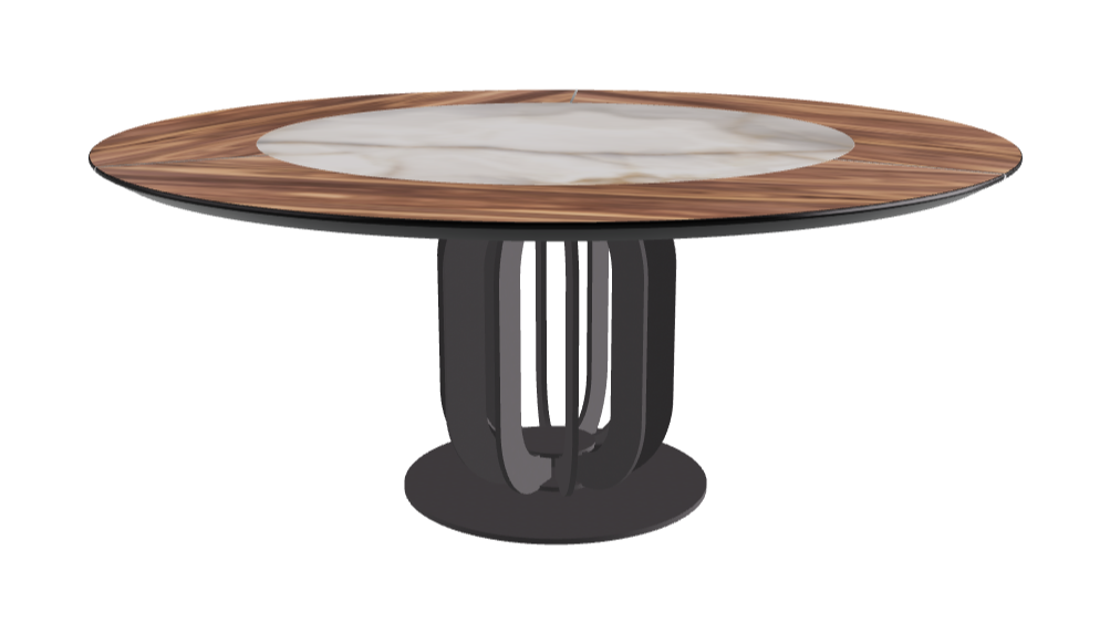 T Diameter 180 x Height 75 cm - Swivel_Alabastro_Graphite Embossed_Walnut Canaletto