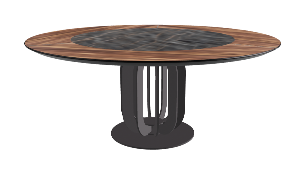 T Diameter 180 x Height 75 cm - Swivel_Matt Portoro_Graphite Embossed_Walnut Canaletto