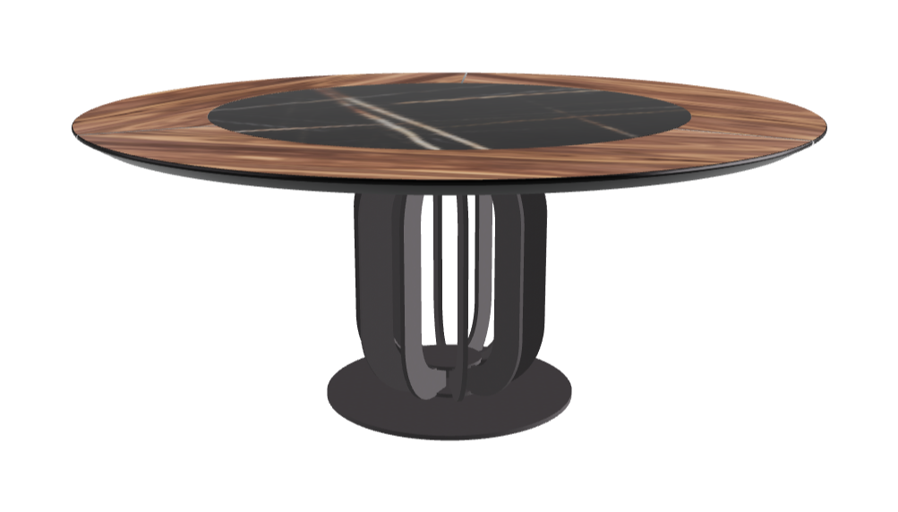 T Diameter 180 x Height 75 cm - Swivel_Glossy Sahara Noir_Graphite Embossed_Walnut Canaletto