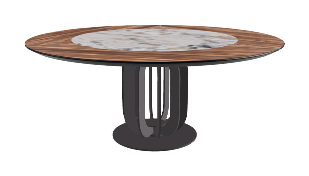T Diameter 180 x Height 75 cm - Swivel_Makalu_Graphite Embossed_Walnut Canaletto