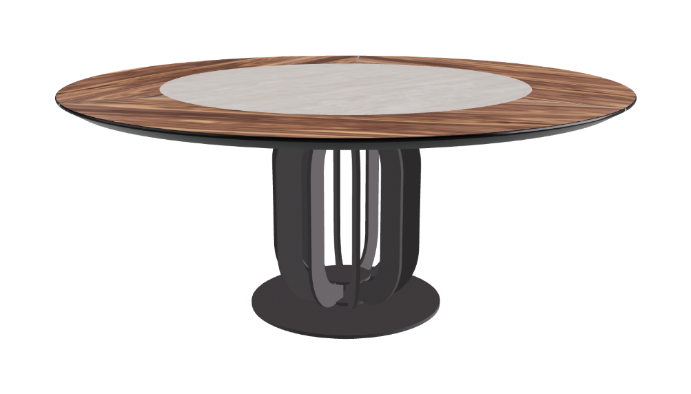 T Diameter 180 x Height 75 cm - Swivel_Colosseo_Graphite Embossed_Walnut Canaletto