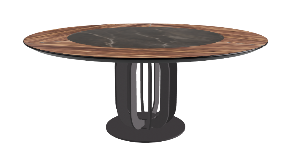 T Diameter 180 x Height 75 cm - Swivel_Andromeda_Graphite Embossed_Walnut Canaletto