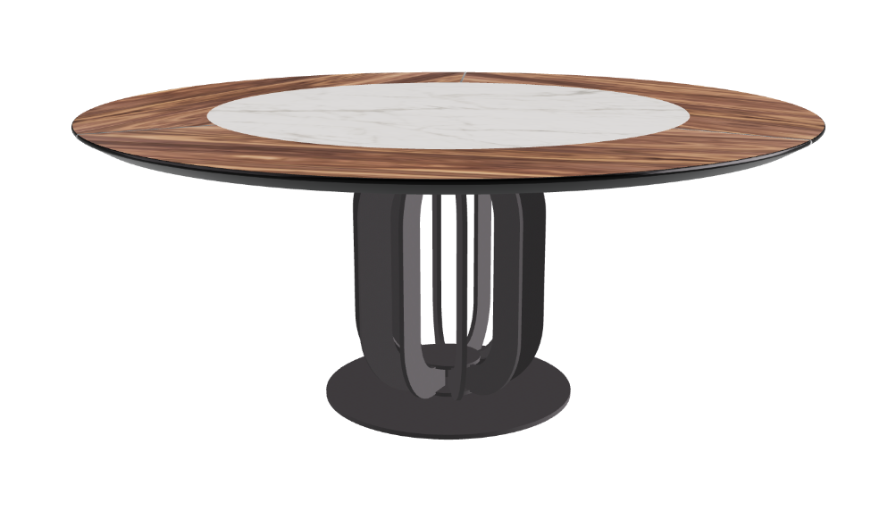 T Diameter 180 x Height 75 cm - Swivel_Matt Invisible_Graphite Embossed_Walnut Canaletto