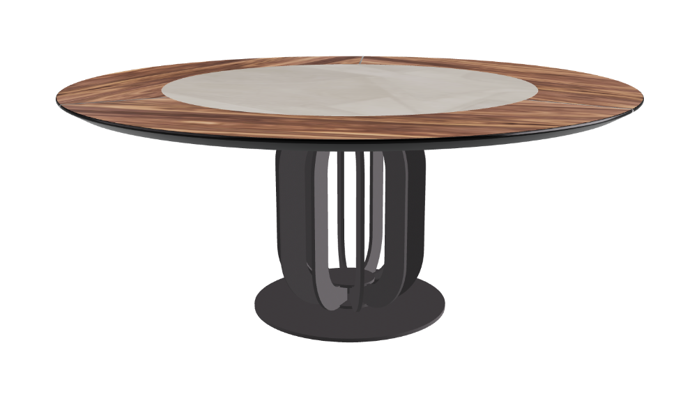 T Diameter 180 x Height 75 cm - Swivel_Luxor_Graphite Embossed_Walnut Canaletto
