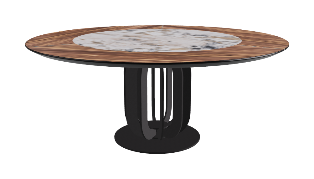 T Diameter 180 x Height 75 cm - Swivel_Makalu_Black Embossed_Walnut Canaletto