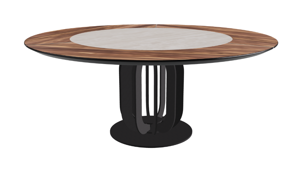 T Diameter 180 x Height 75 cm - Swivel_Colosseo_Black Embossed_Walnut Canaletto