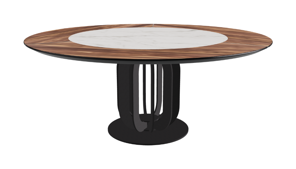 T Diameter 180 x Height 75 cm - Swivel_Matt Invisible_Black Embossed_Walnut Canaletto