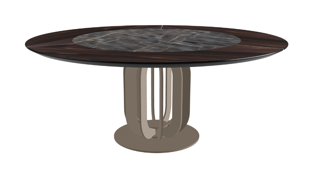 T Diameter 180 x Height 75 cm - Swivel_Matt Portoro_Titanium Embossed_Burned Oak