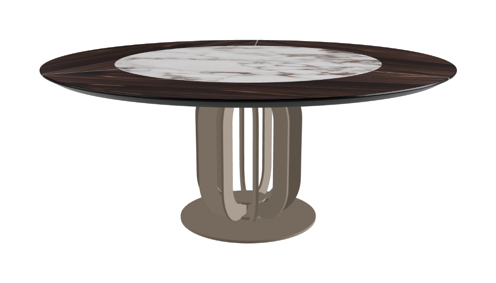 T Diameter 180 x Height 75 cm - Swivel_Breccia_Titanium Embossed_Burned Oak