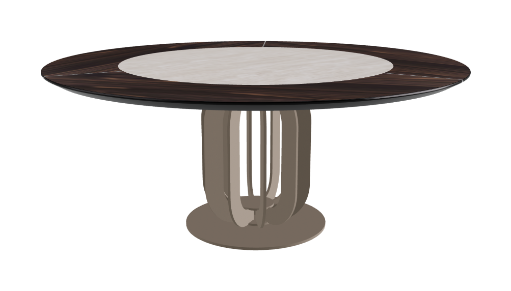 T Diameter 180 x Height 75 cm - Swivel_Colosseo_Titanium Embossed_Burned Oak