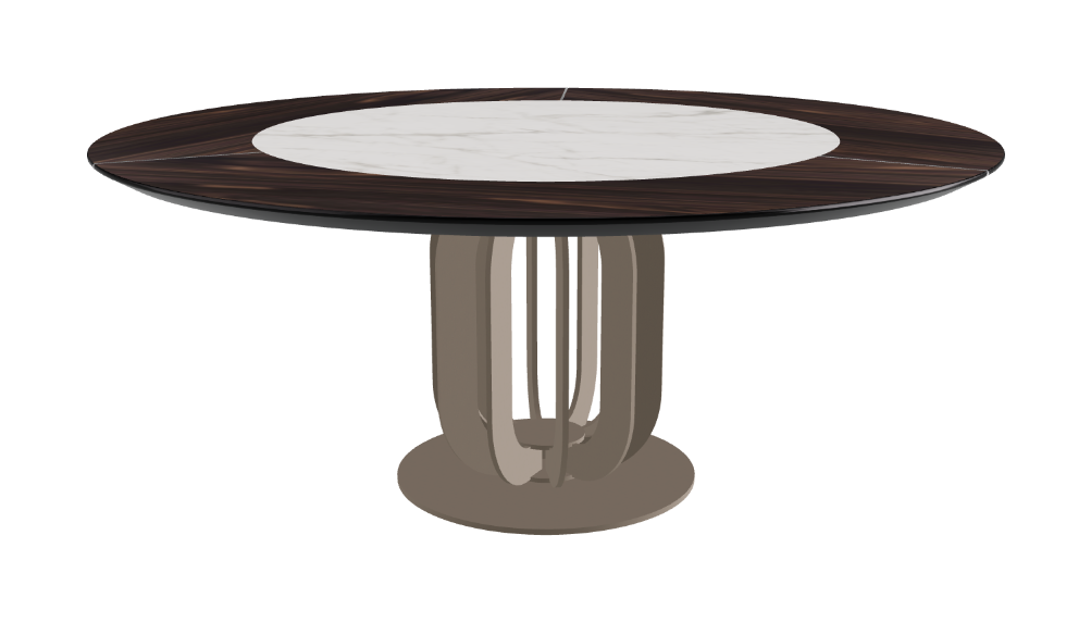T Diameter 180 x Height 75 cm - Swivel_Matt Invisible_Titanium Embossed_Burned Oak