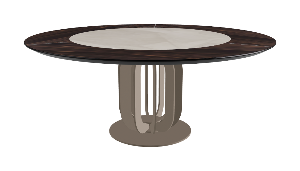 T Diameter 180 x Height 75 cm - Swivel_Luxor_Titanium Embossed_Burned Oak