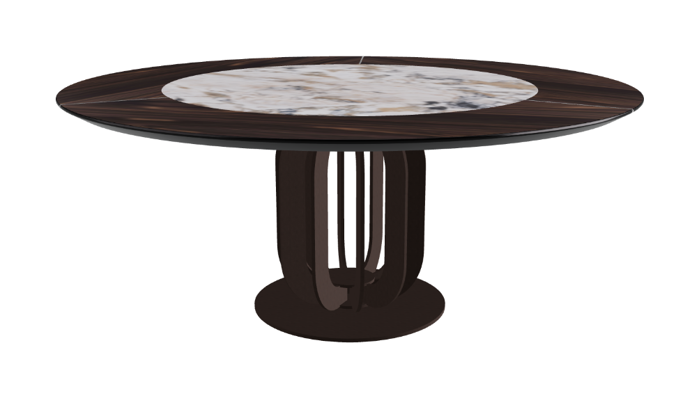 T Diameter 180 x Height 75 cm - Swivel_Makalu_Bronze Embossed_Burned Oak