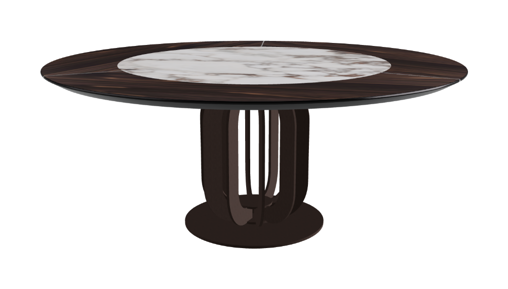T Diameter 180 x Height 75 cm - Swivel_Breccia_Bronze Embossed_Burned Oak