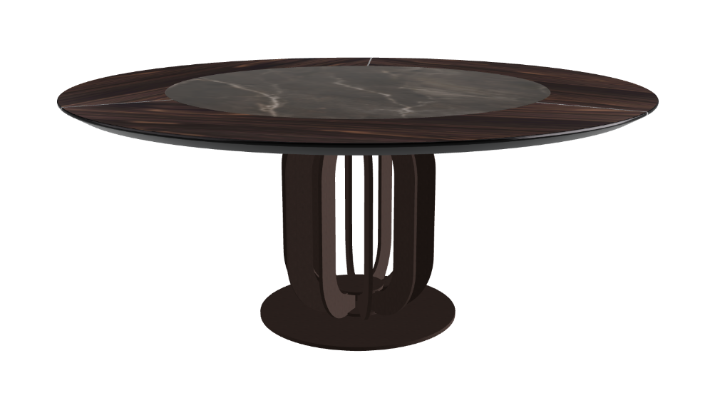T Diameter 180 x Height 75 cm - Swivel_Andromeda_Bronze Embossed_Burned Oak