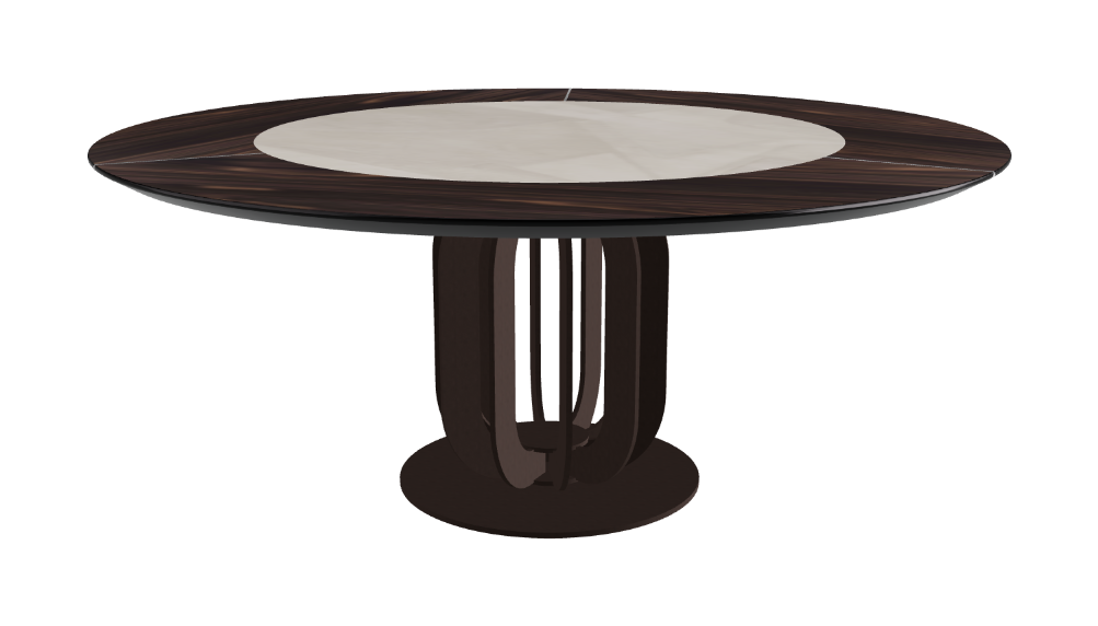 T Diameter 180 x Height 75 cm - Swivel_Luxor_Bronze Embossed_Burned Oak
