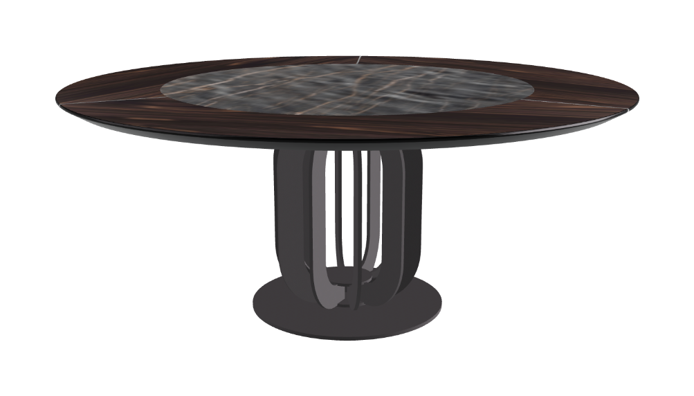T Diameter 180 x Height 75 cm - Swivel_Matt Portoro_Graphite Embossed_Burned Oak