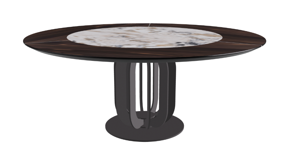 T Diameter 180 x Height 75 cm - Swivel_Makalu_Graphite Embossed_Burned Oak