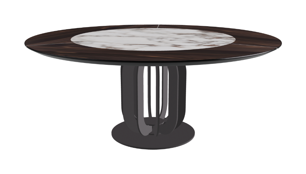 T Diameter 180 x Height 75 cm - Swivel_Breccia_Graphite Embossed_Burned Oak
