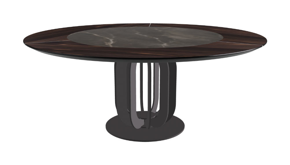 T Diameter 180 x Height 75 cm - Swivel_Andromeda_Graphite Embossed_Burned Oak