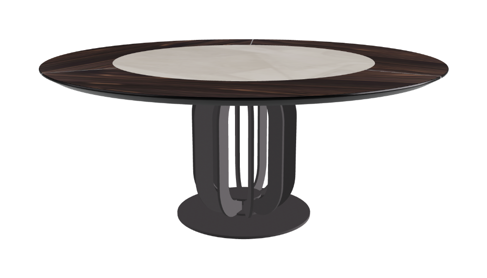 T Diameter 180 x Height 75 cm - Swivel_Luxor_Graphite Embossed_Burned Oak