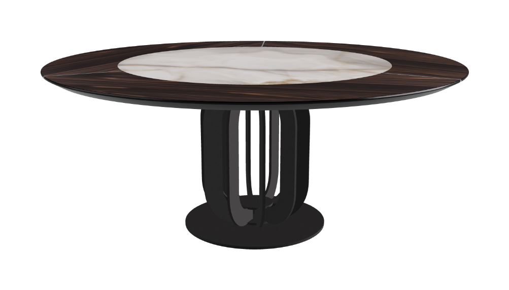 T Diameter 180 x Height 75 cm - Swivel_Alabastro_Black Embossed_Burned Oak
